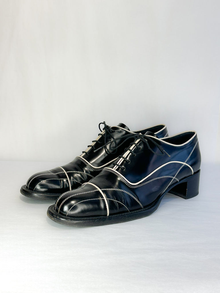 Prada Top-Stitched Oxfords