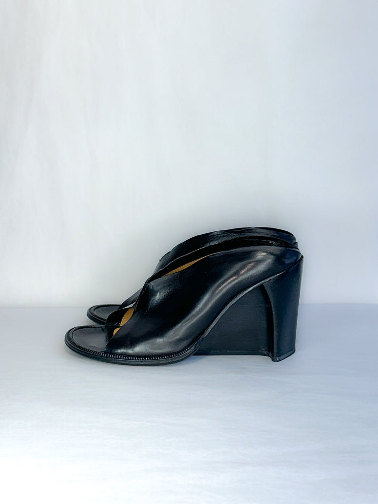 Costume National Sculpted Wedge Mules
