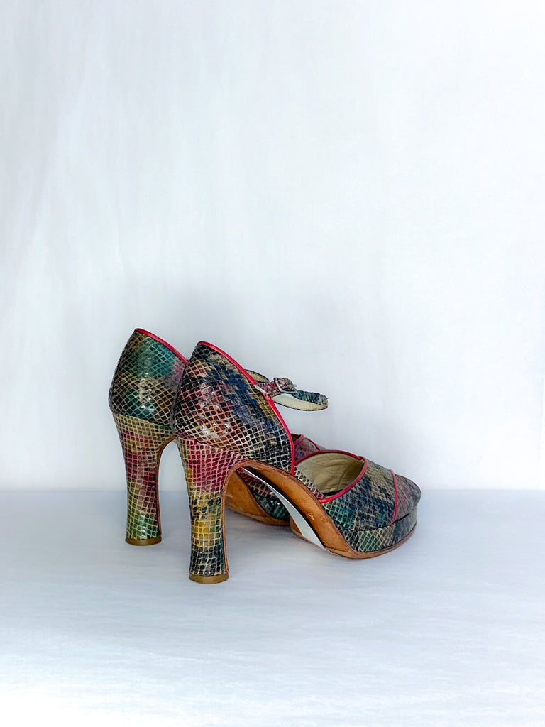 Lonte Peep-Toe Snakeskin Tango Heels