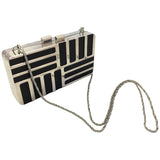 Boutique Geometric Sivler Tone Disco Bag with Rope Chain