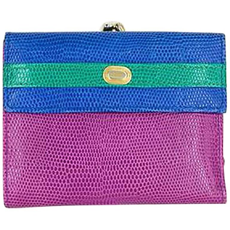 Women's small geranium leather purse with multicoloured stripes | Gallo