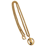 Chanel 1980's Gold Tone Necklace with 3D Orb Monogram Double C Pendant
