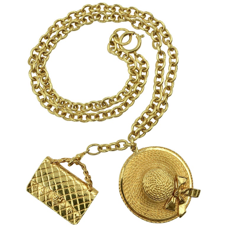gold chain with chanel charm for bags