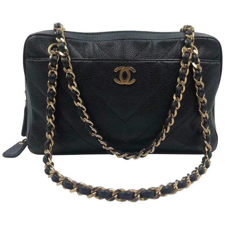 Chanel Vintage Beige Quilted Caviar Messenger Bag