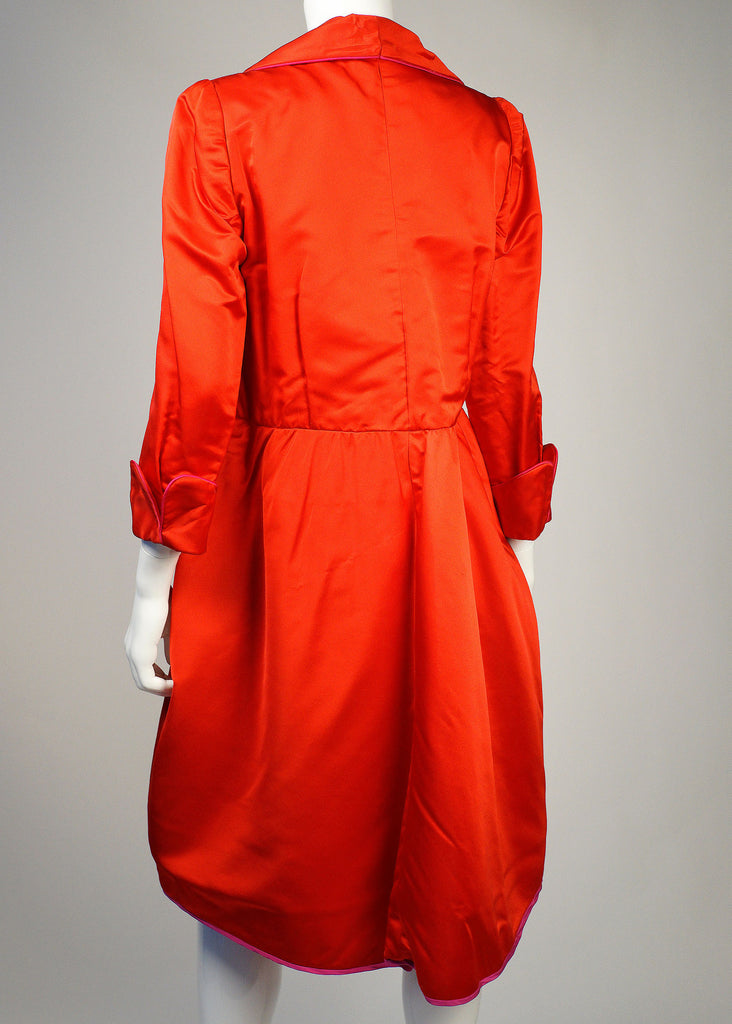 Red Satin Custom 1960's Coat Dress