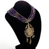 Amethyst Beaded Vintage Necklace with Peruvian Coin
