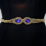 Blue Glass Stone Gold Twist Belt