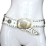 White Leather Moroccan Belt