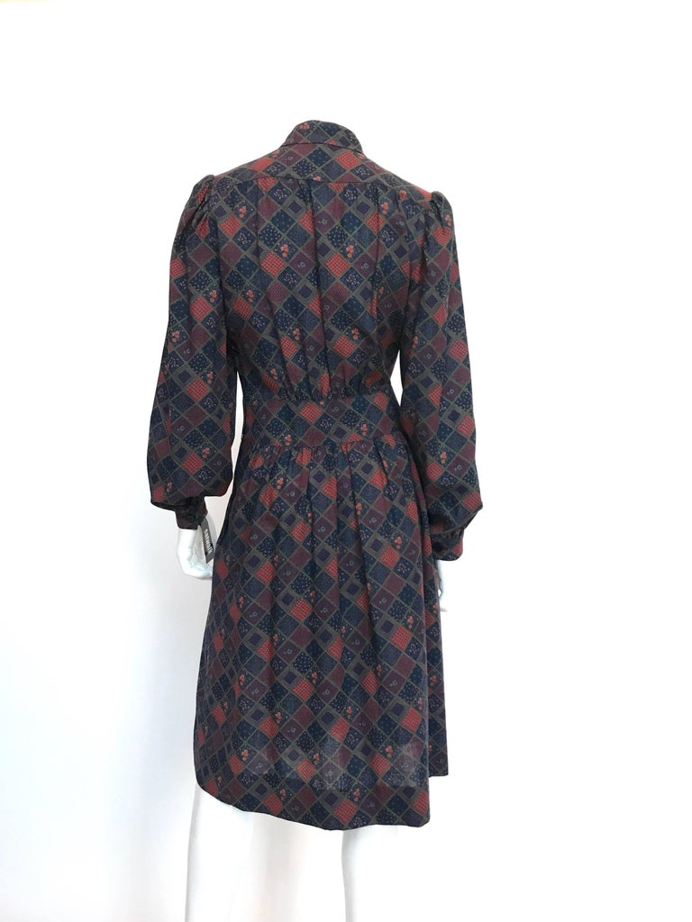 Givenchy 1970's Wool Dress with Nehru Collar