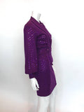 St. John 1980's Purple Knit Sequin 2 Pc Skirt Set