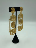1980's Chanel Gold Tone Floral Filigree Chandelier Clip Earring