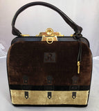 Roberta di Camerino Chocolate Colored Velvet Handbag with Key, Circa 1960