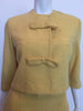 Jackie O Mod Style 1960's Butter Yellow Knubby Knit 2 Piece Skirt Suit