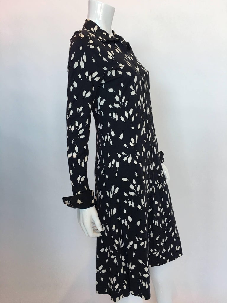 Diane Von Furstenberg 1970's Black and White Tulip Dress