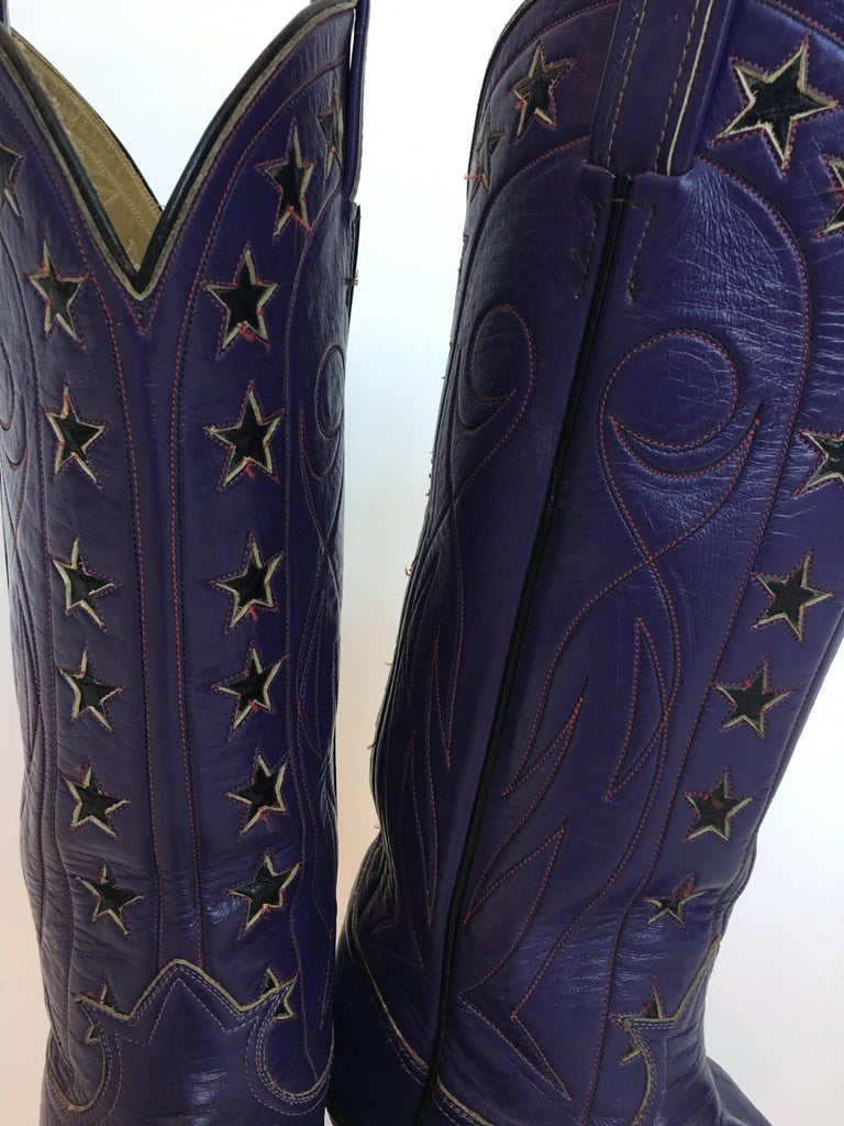 Tony Lama Vintage Purple Cowboy Boots with Stars