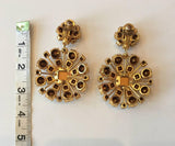 Yves Saint Laurent Crystal and Gold Tone Drop Chandelier Clip Earrings