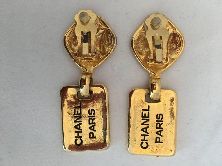 Authentic 1980's Vintage CHANEL Lion Earrings Chanel Logo 