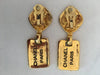 1980's Chanel Paris Stamped Gold Tone Drop Earrings