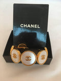 Chanel 1980's Mother of Pearl & Gold Tone Cuff Bracelet