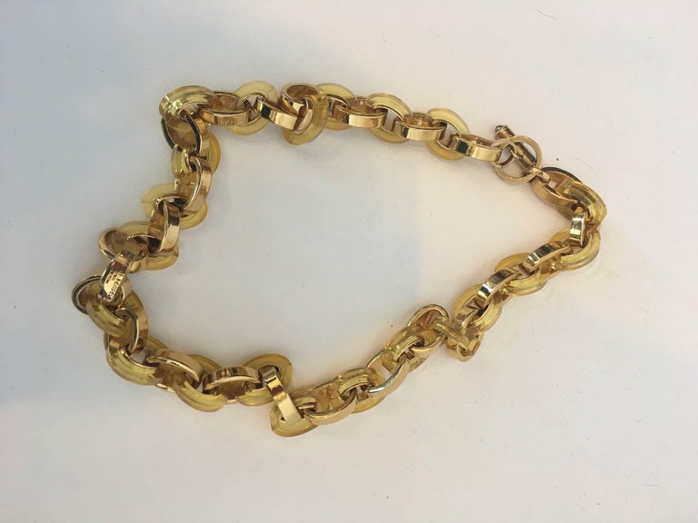 Henri Bendel 1980's Lucite and Gold Tone Link Necklace