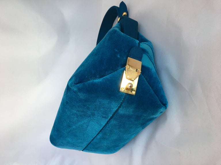 Roberta di Camerino 1990's Turquoise Velvet Handbag