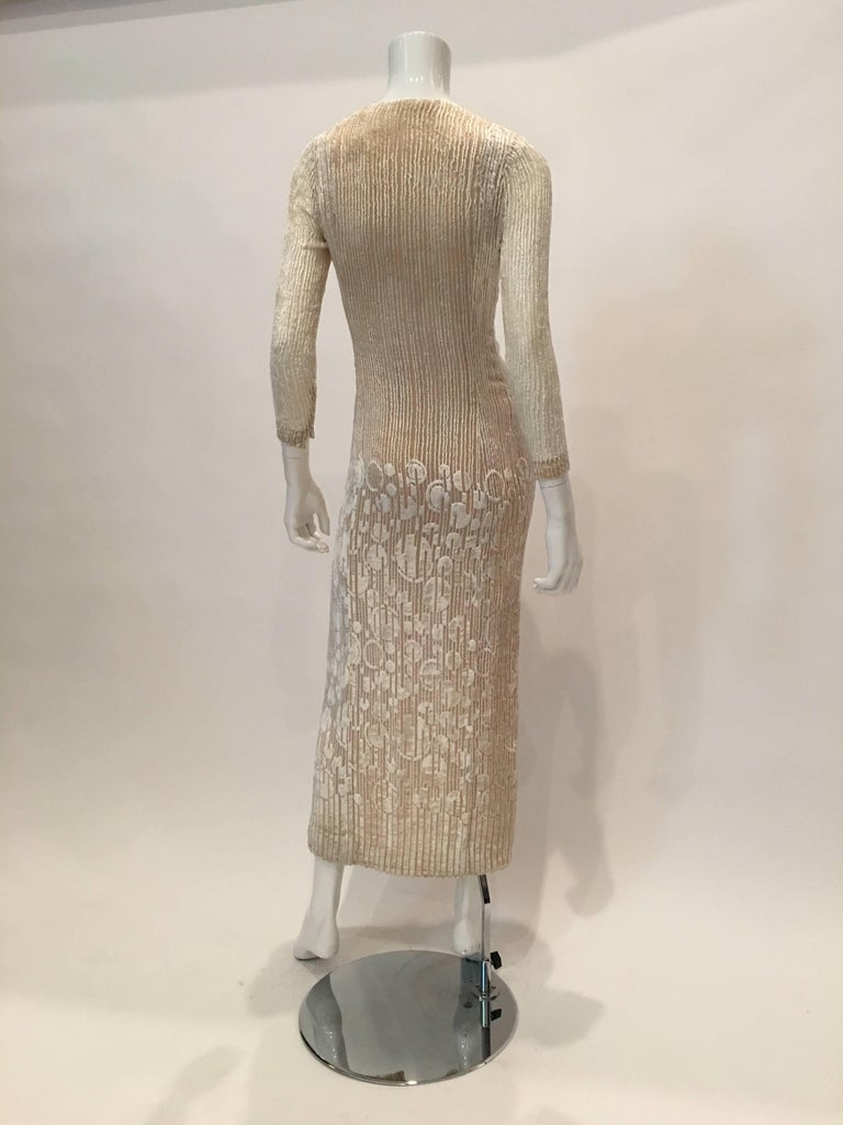 Pauline Trigere 1970's Ivory Velvet Long Dress