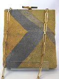 Pierre Cardin Gold and Silver Beaded Monogram Handbag