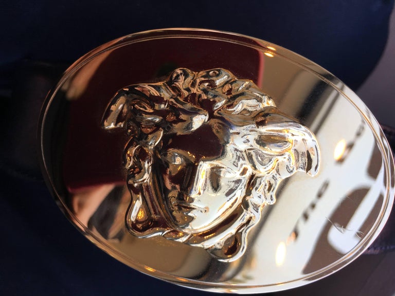 NEW VERSACE Medusa medallion buckle gold metal wide chain belt
