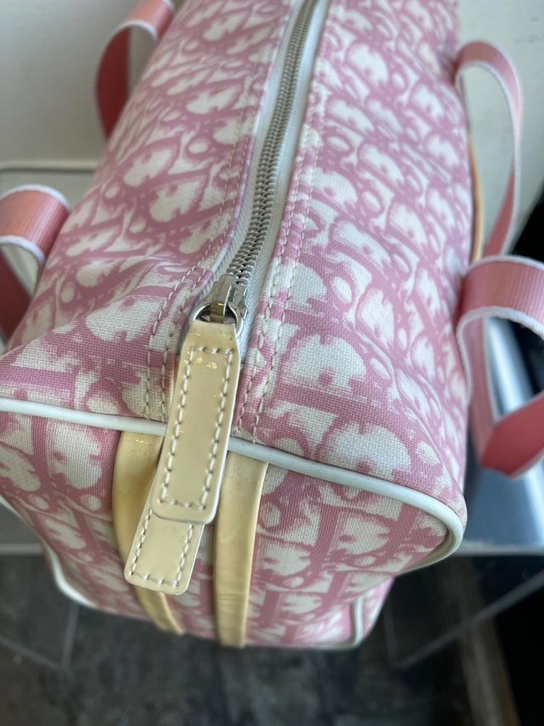 Dior Pink Monogram Coated Canvas and Patent Leather Boston Bag Dior
