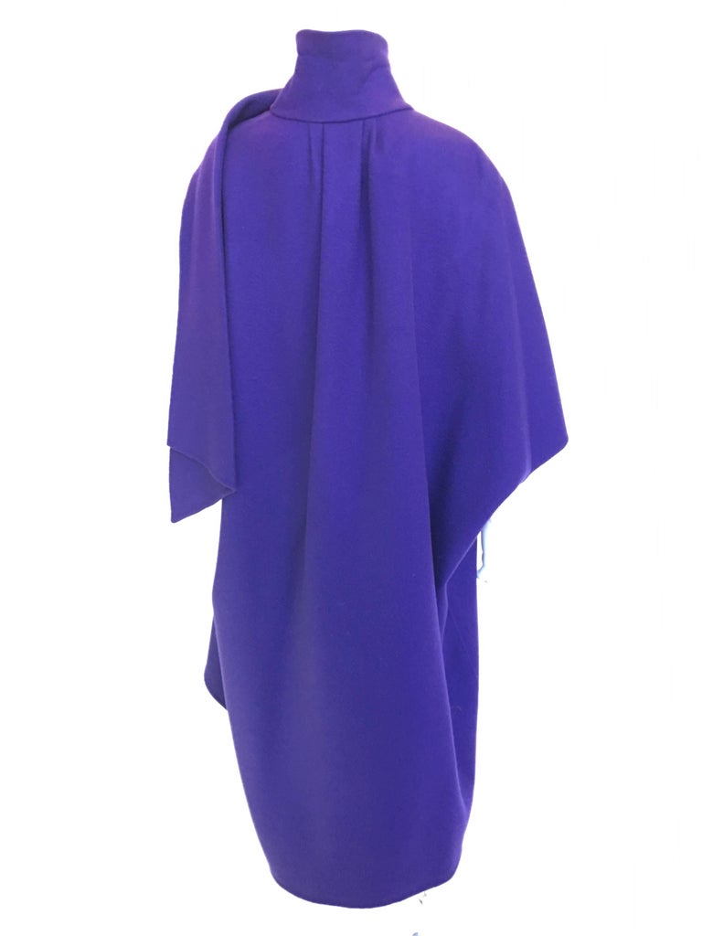 Ferragamo Purple Wool Cape Style Coat