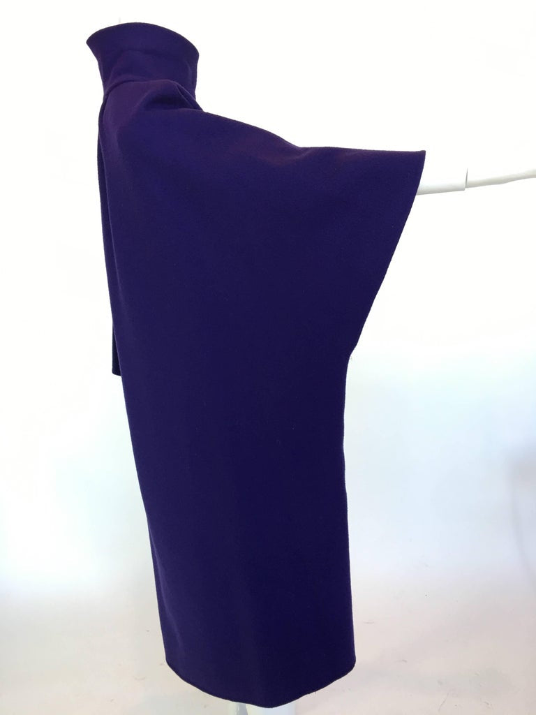 Ferragamo Purple Wool Cape Style Coat