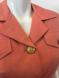 Bill Blass 1990's Salmon Pink Button Up Uniform Suit Dress