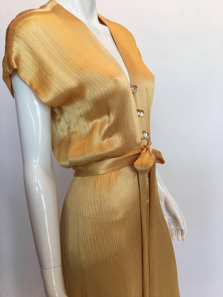 Hollys Harp 1970's Gold Silk Evening Gown