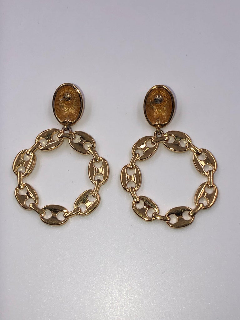 Monet Gucci Style Link Round Pierced Earrings