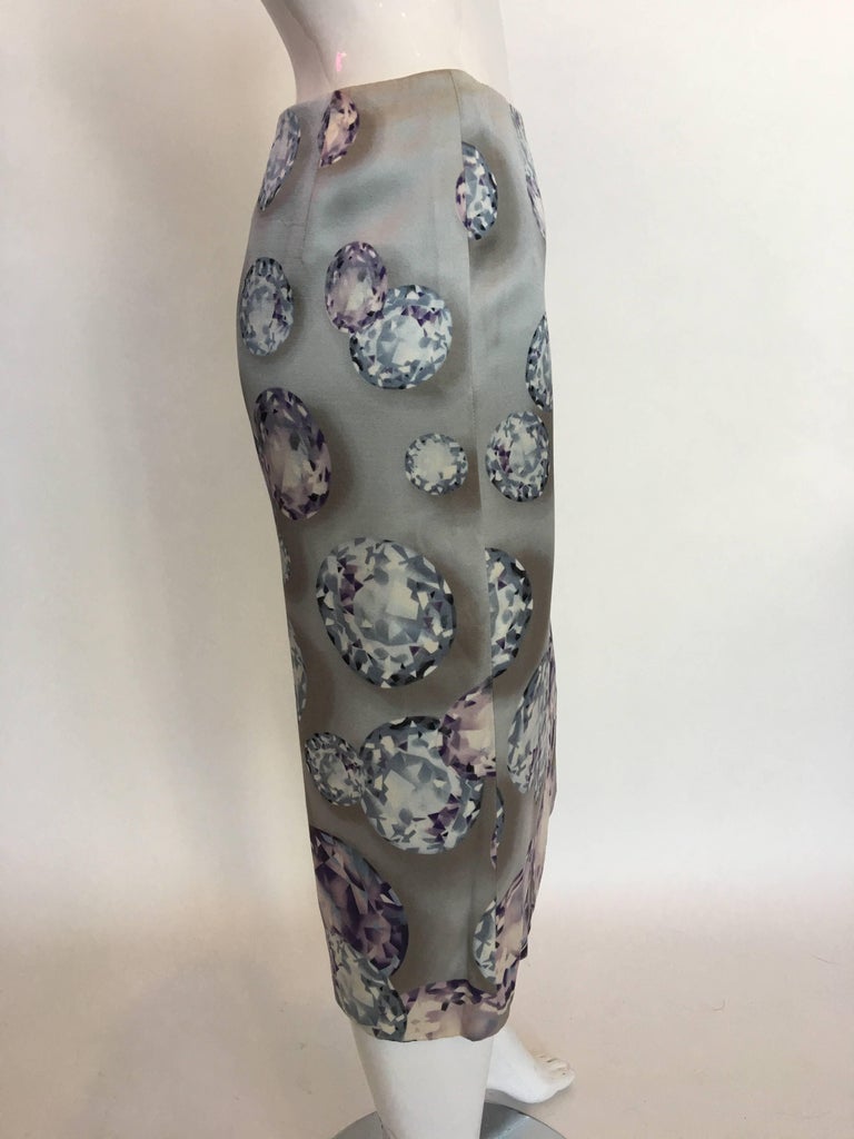 Gianni Versace Diamond Print Silk Pencil Skirt