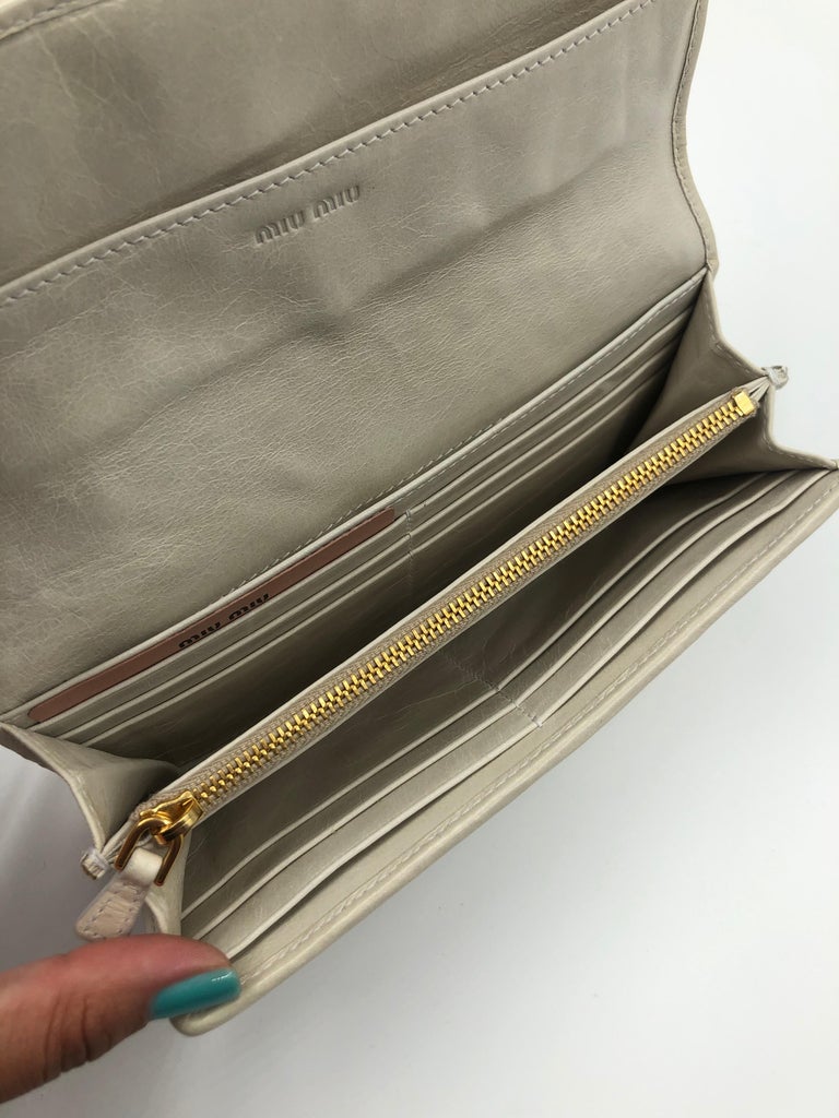 Miu Miu Ivory Matelassé Leather Wallet