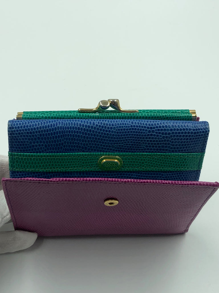 Neiman Marcus Multicolor Trifold Leather Wallet and Change Purse