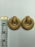 Kenneth Lane Clip On Dangle Earrings with Gold Tone Blast Finish
