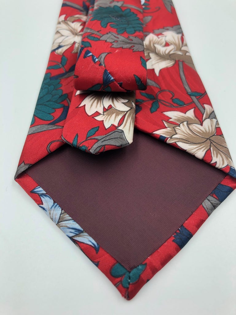Halston Vintage Red Floral Tie