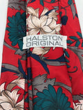 Halston Vintage Red Floral Tie