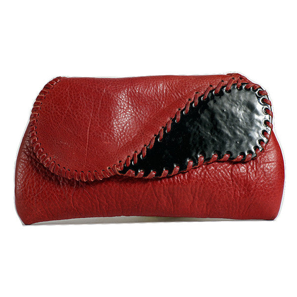 Red Leather Enamel Clutch