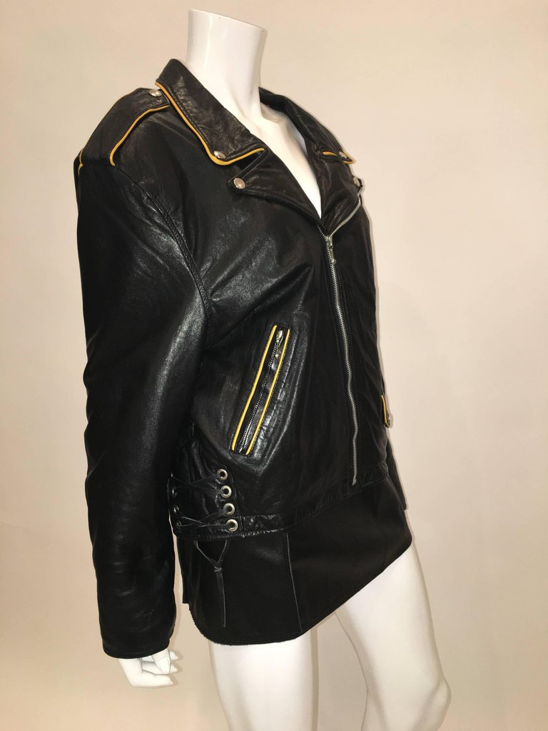 Montana Vintage 1980'S Black Leather Motorcycle Jacket