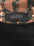 Gucci Geometric Copper and Tan Double Breasted Wool Coat