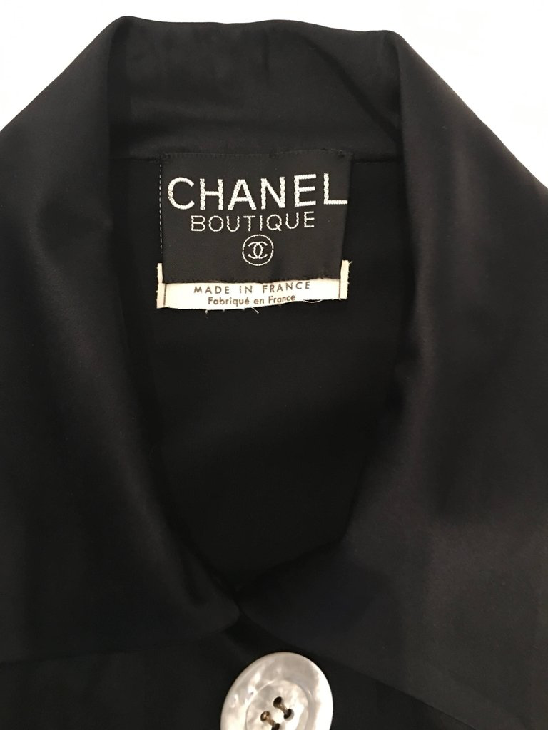 Chanel 1990's Black Satin Sheath Dress