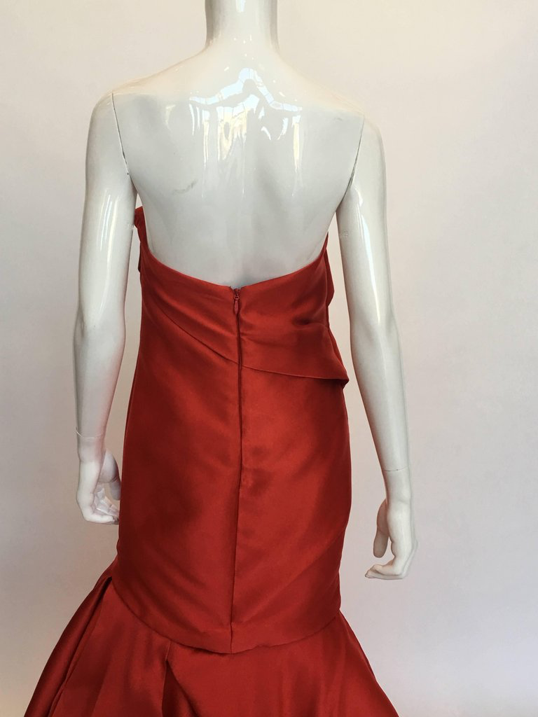 Monique Lhuillier Red Silk Gown