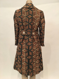 Gucci Geometric Copper and Tan Double Breasted Wool Coat