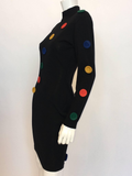 Andrea Jovine 1980's Black Fitted Wool Knit Dress